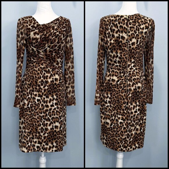VTG Y2K 90s Kay Unger Leopard Print Dress Mesh Detail Glam Punk Going Out SZ 10 - Picture 7 of 12